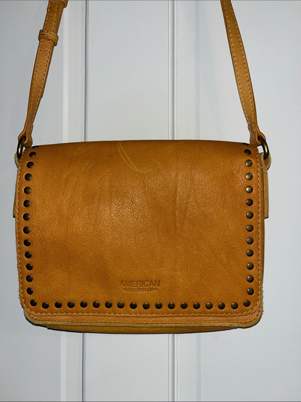 American Leather Studded Leather Crossbody